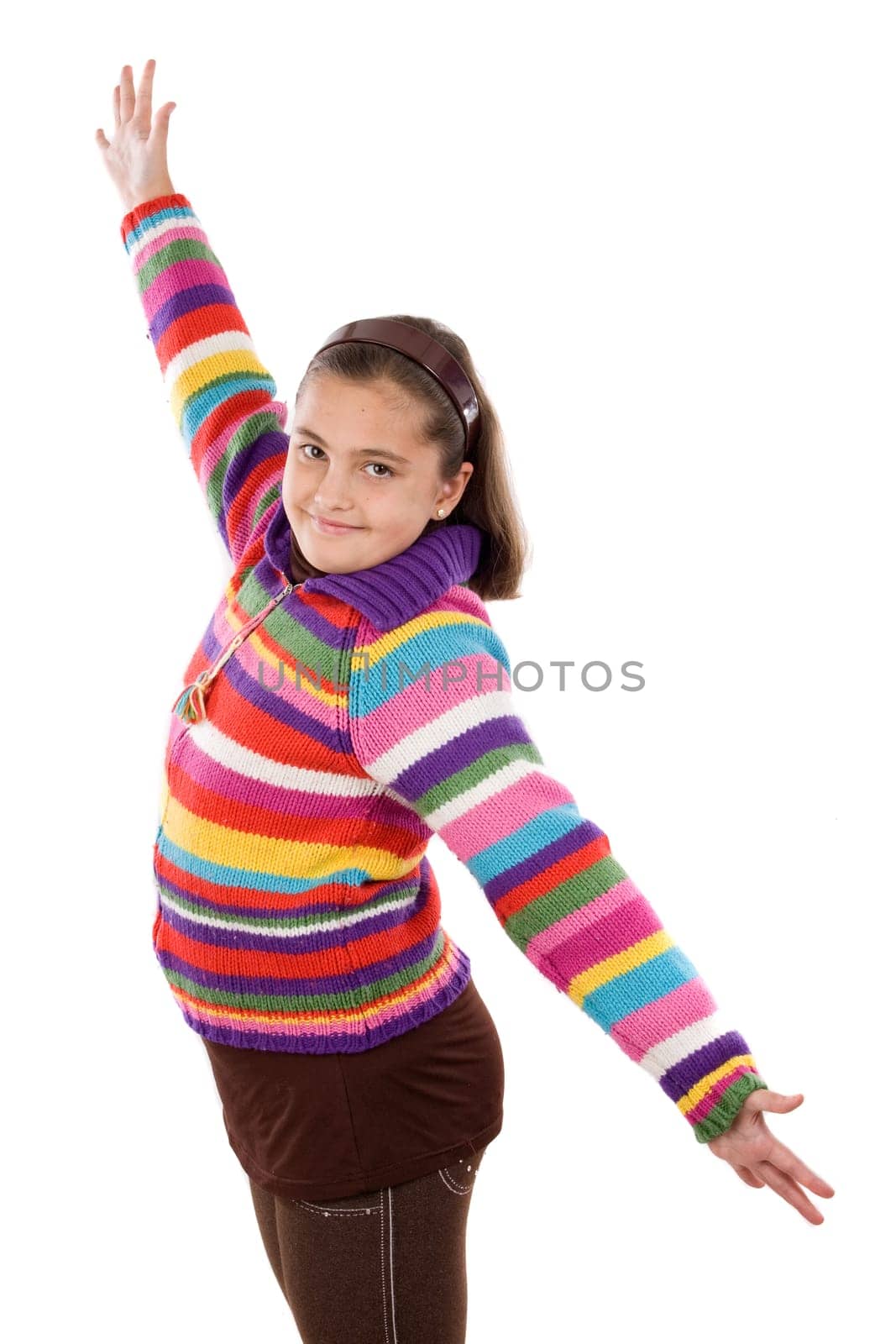 Playful girl outstretched