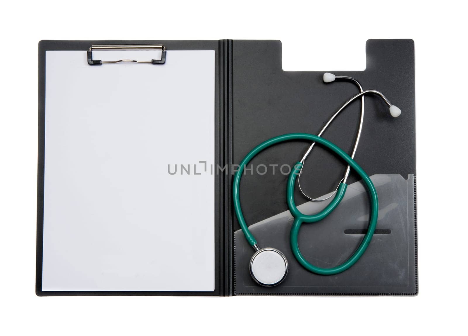 Clipboard with stethoscope