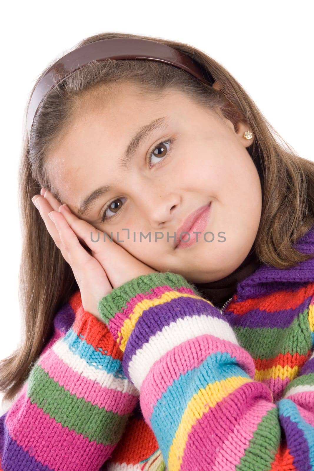 Adorable girl with woollen jacket