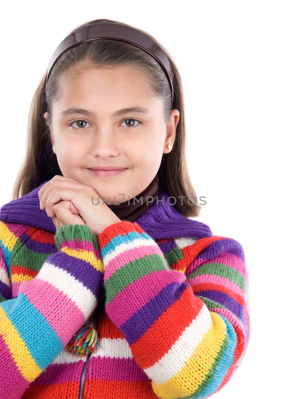 Adorable girl with woollen jacket