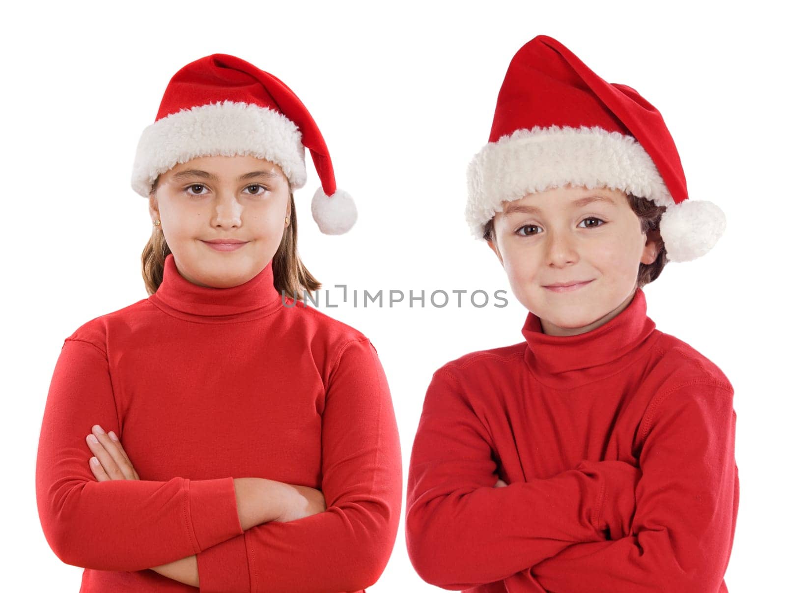 Couple of children with hat of Christmas