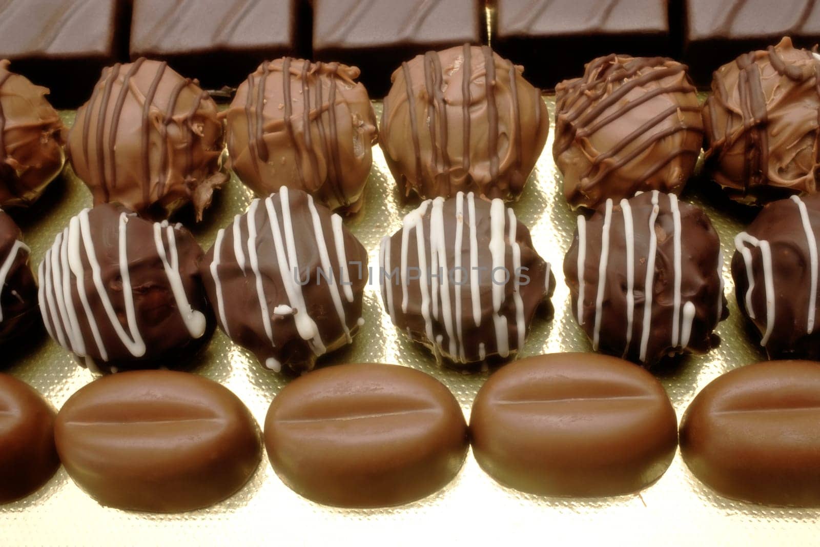 chocolates on white background