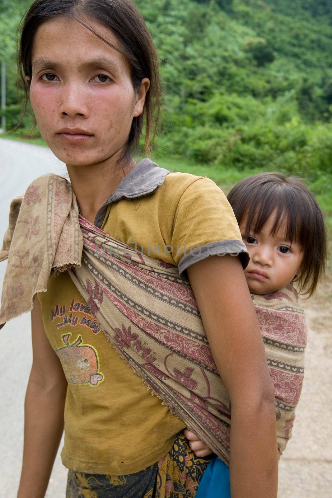 Portrait of Hmong woman with toddler