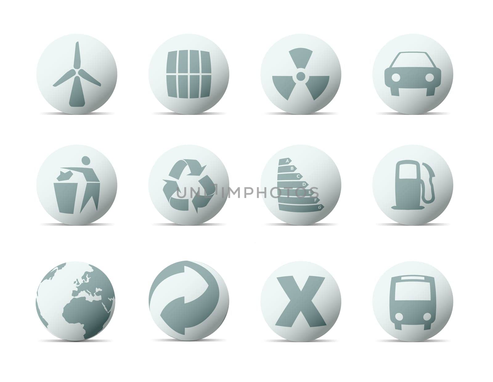 sphericals buttons with ecology  concept