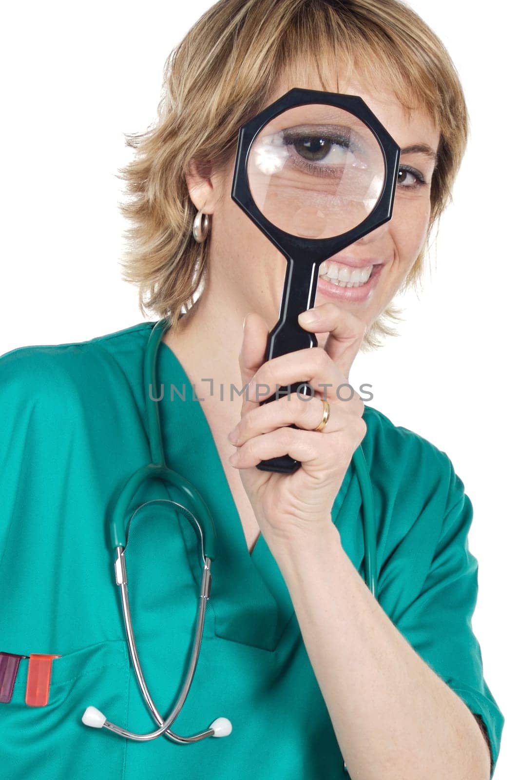 Doctor with magnifying glass