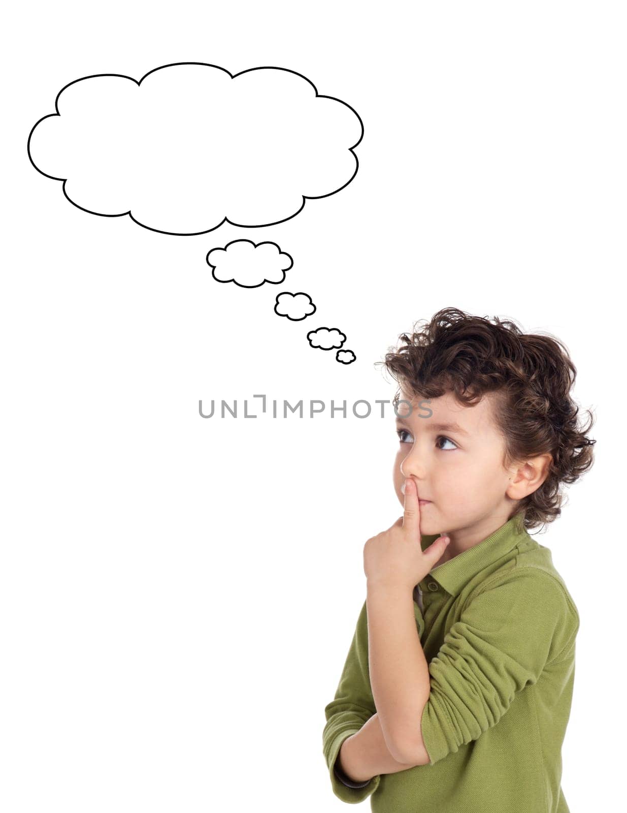 adorable boy thinking