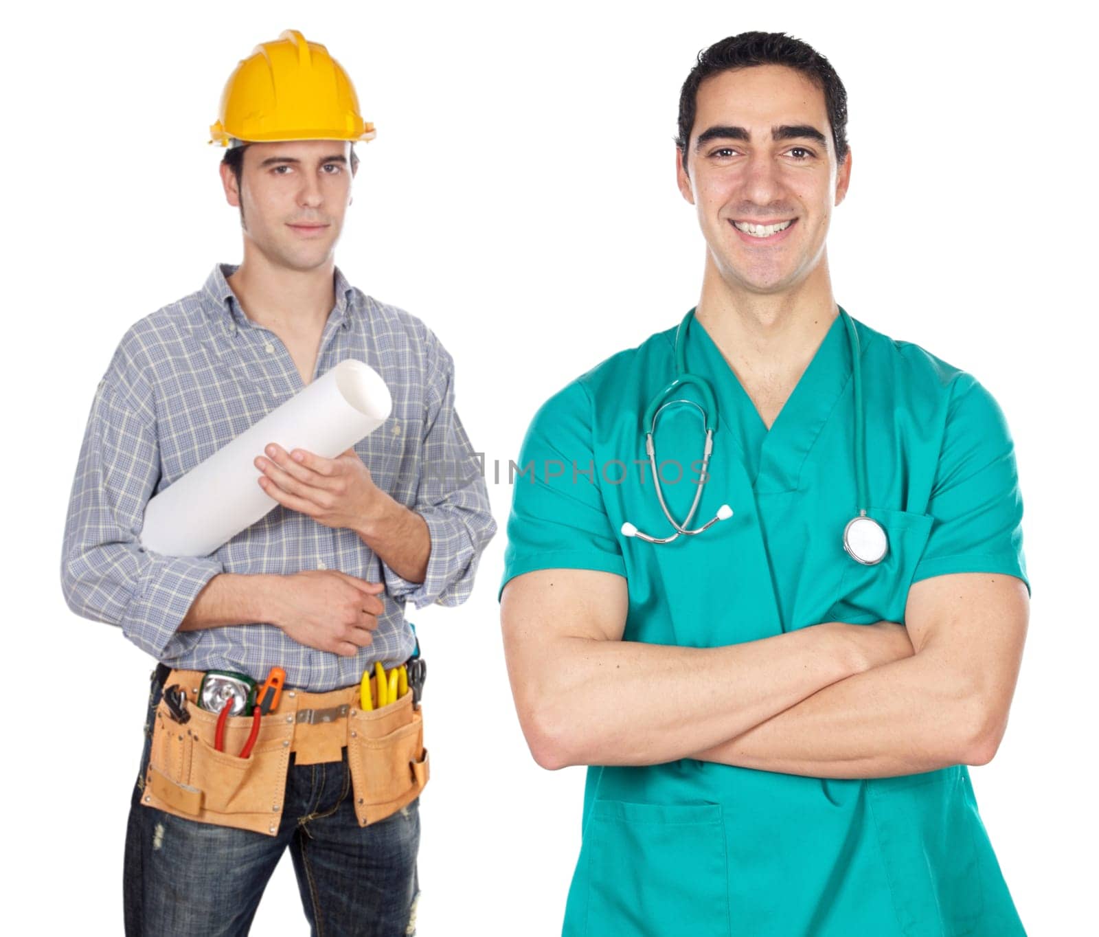 two happy workers
