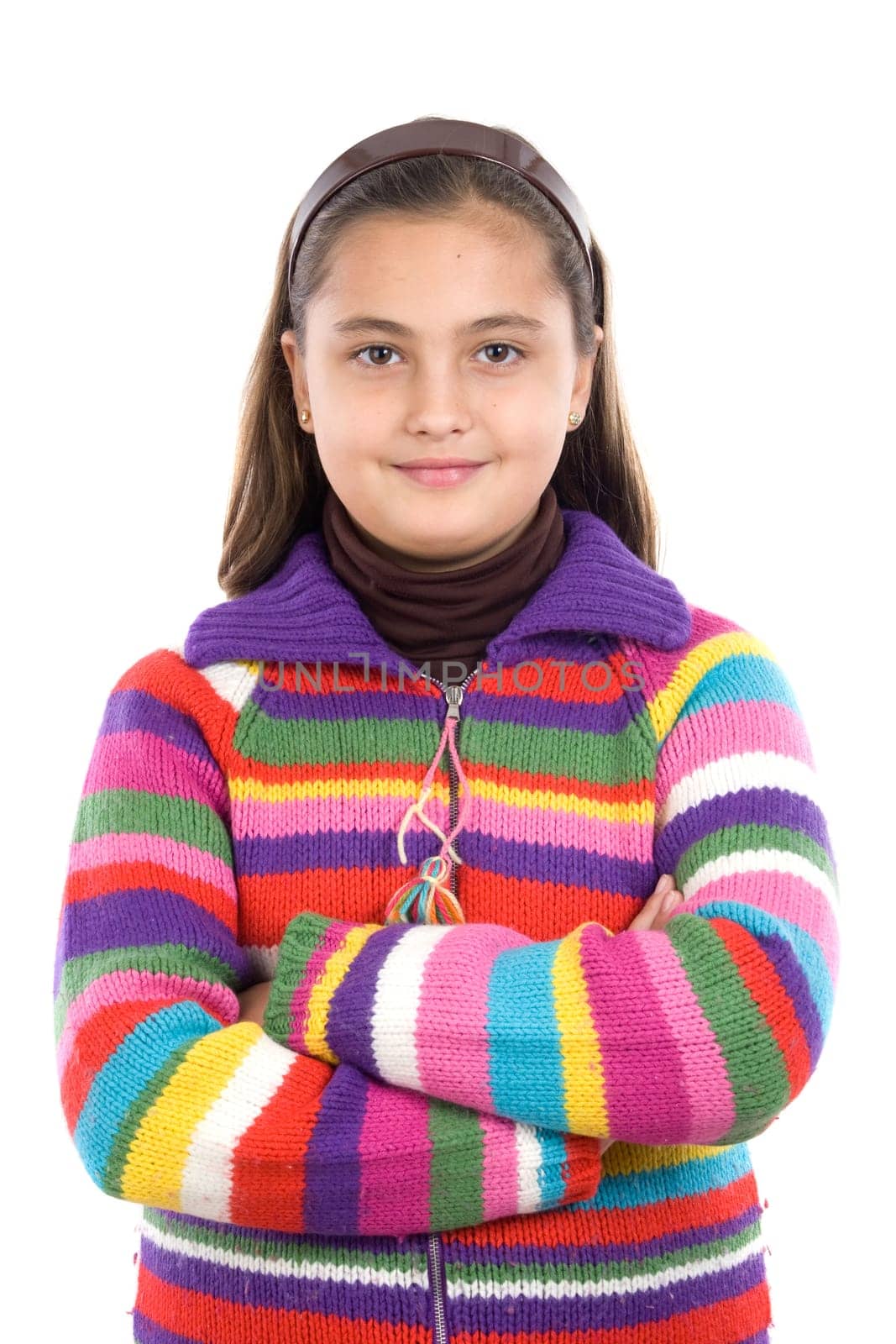Adorable girl with woollen jacket