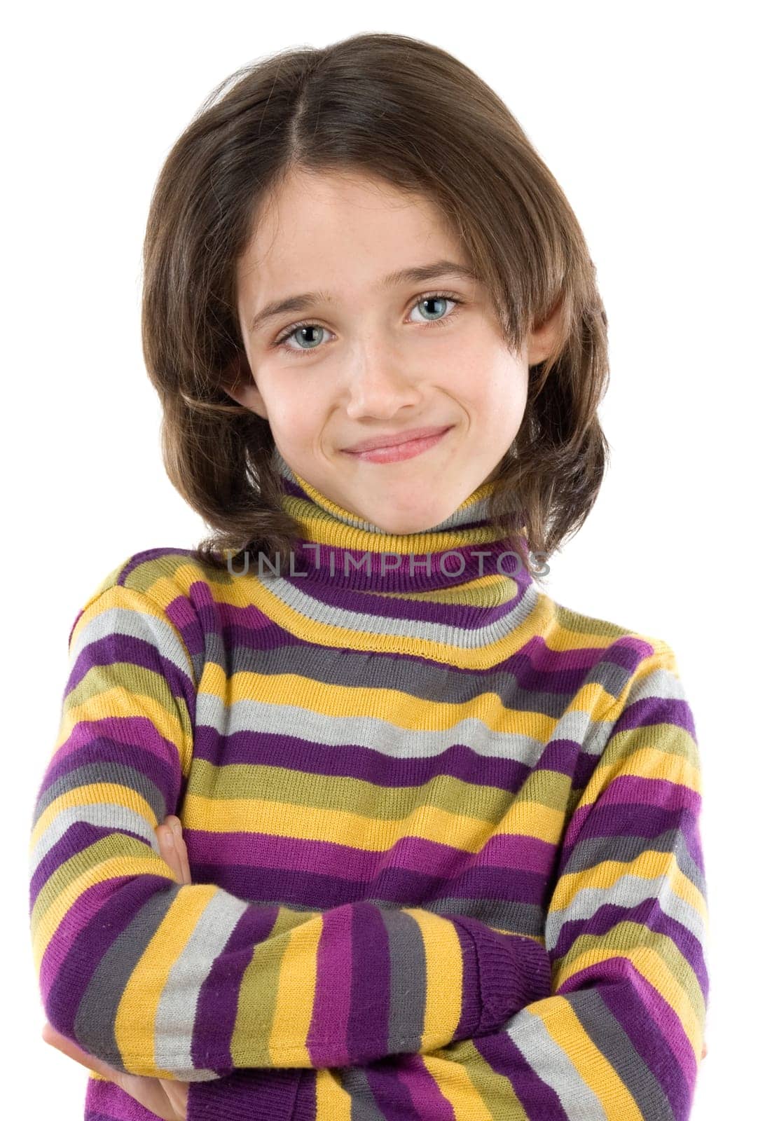 Adorable girl with her arms crossed