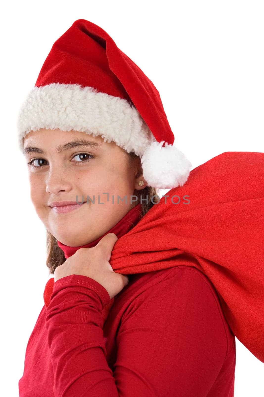 Beautiful girl with hat of christmas