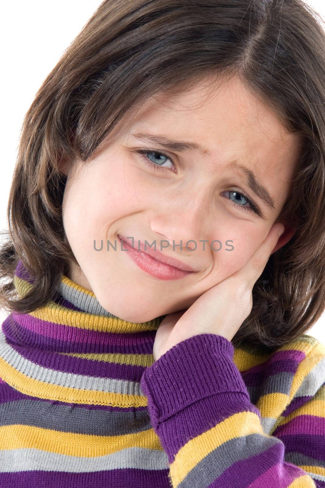 Adorable girl whit toothache