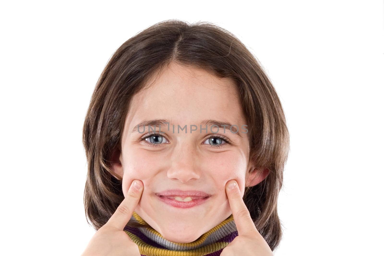 Girl getting a smile with her fingers