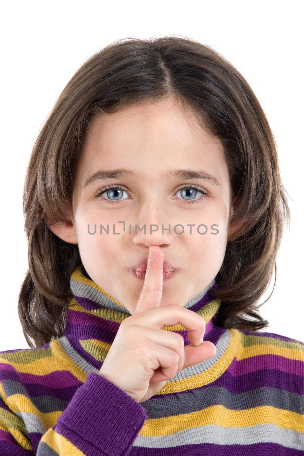 Adorable girl ordering silence
