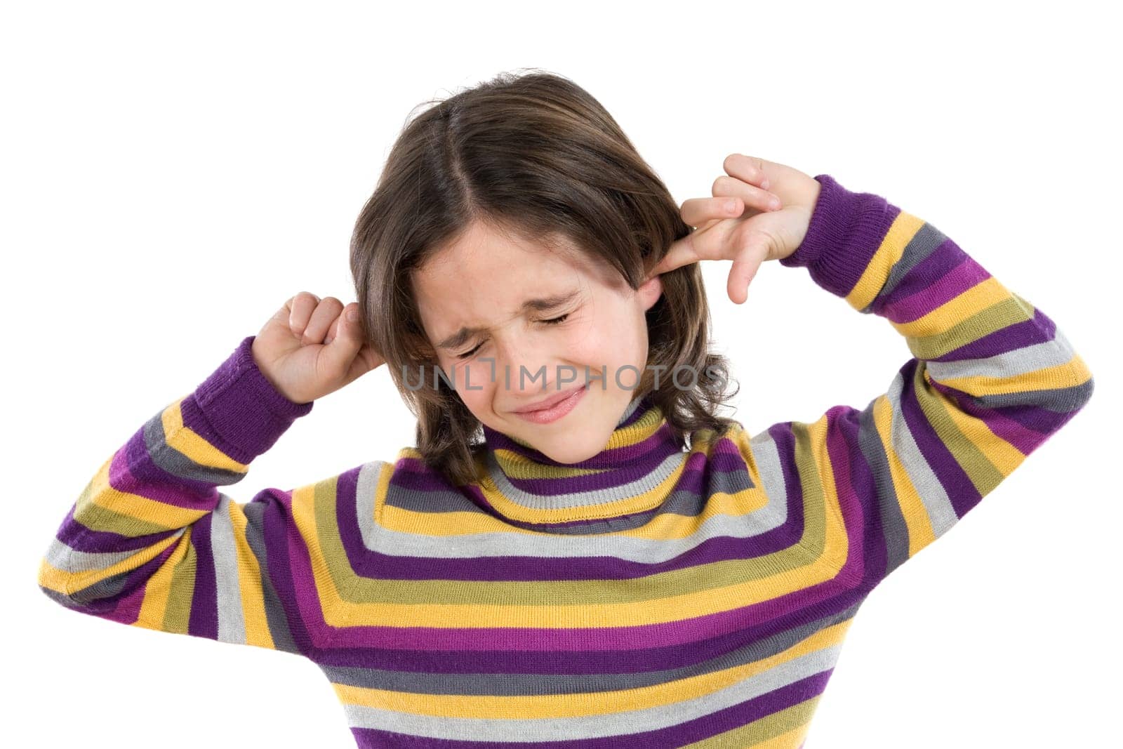 Pretty girl covering her ears