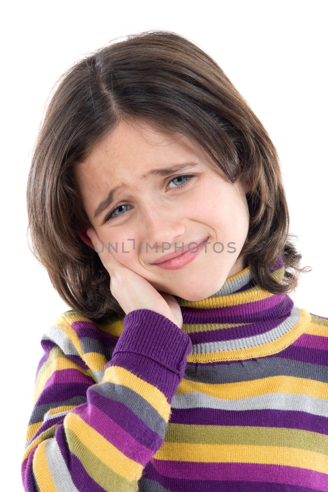 Adorable girl whit toothache
