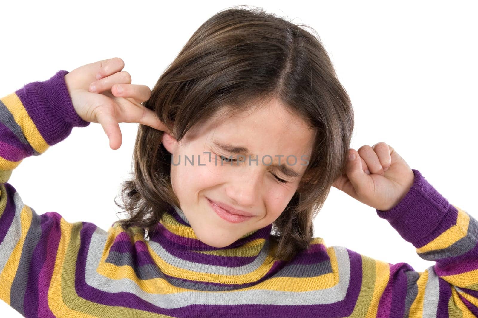 Pretty girl covering her ears