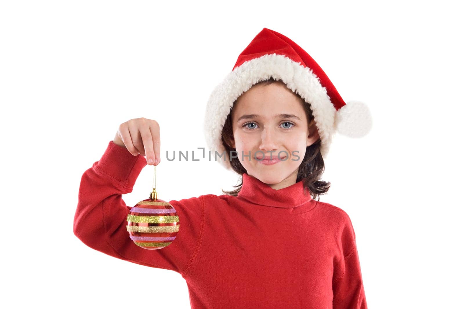 Beautiful girl with red ball of xmas