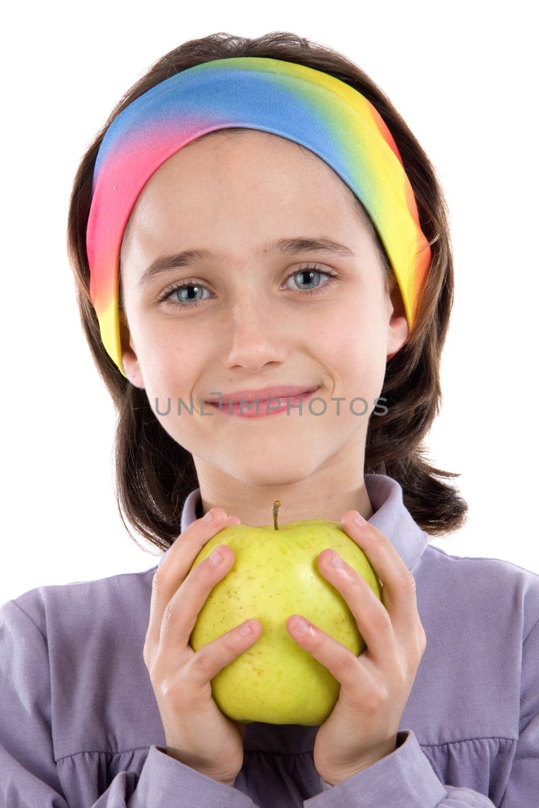 Adorable girl with a apple