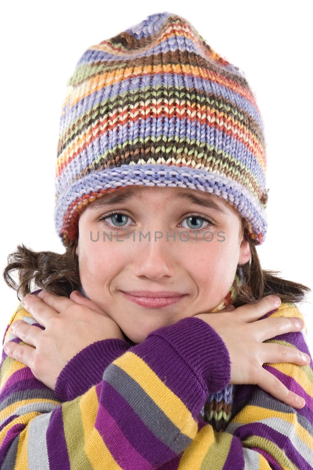 Little girl with clothes for the winter