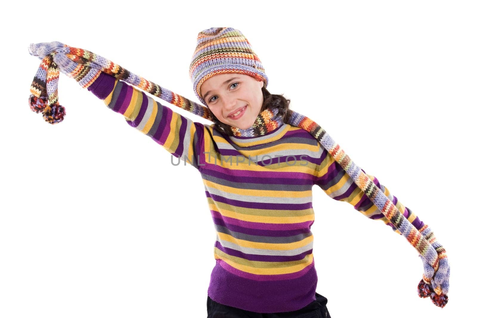 Little girl with clothes for the winter