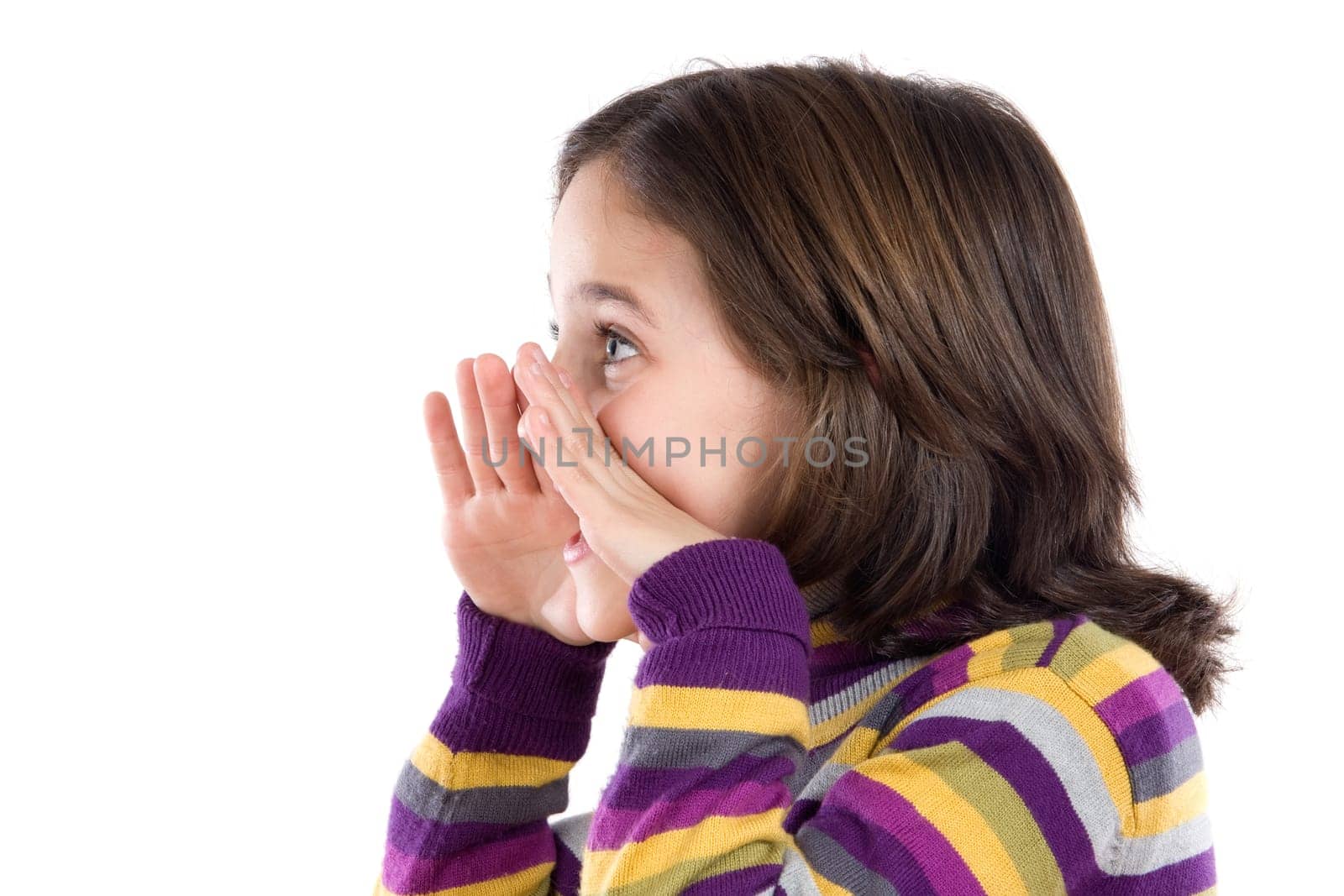 Beautiful girl whispering a secret