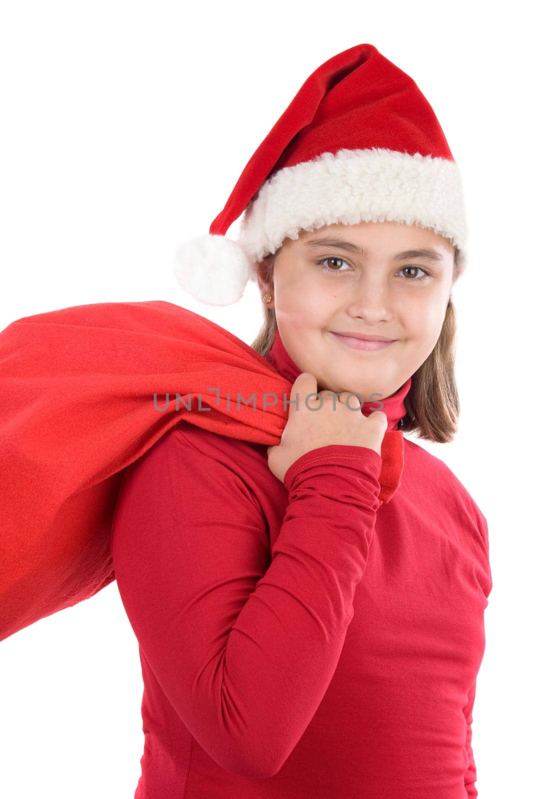 Beautiful girl with hat of christmas