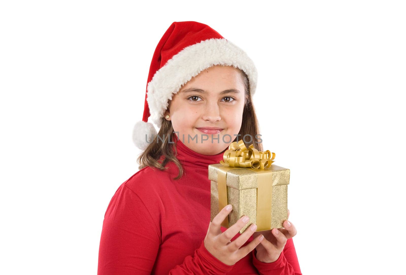 Beautiful girl with presents of xmas
