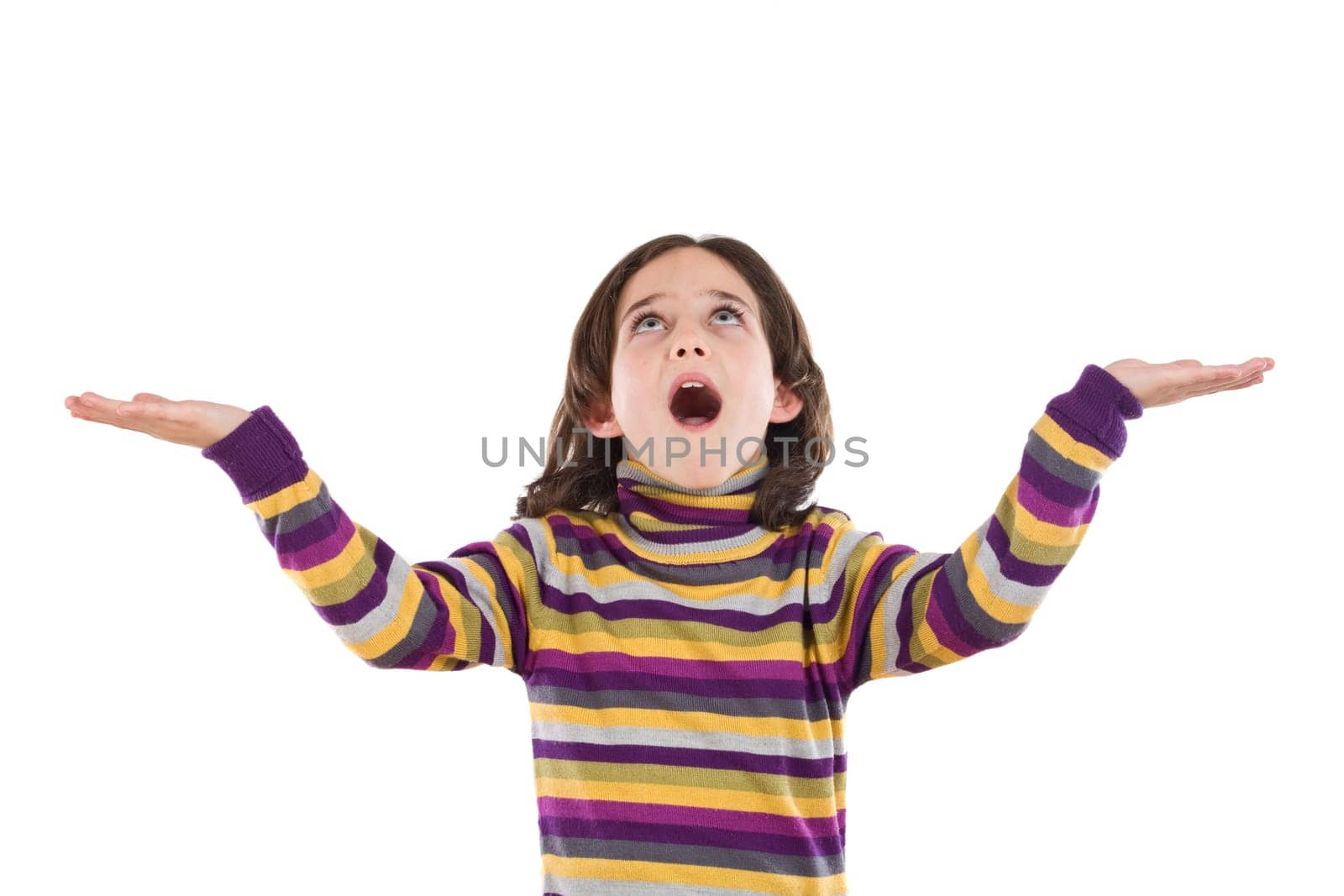 Adorable girl looking at above