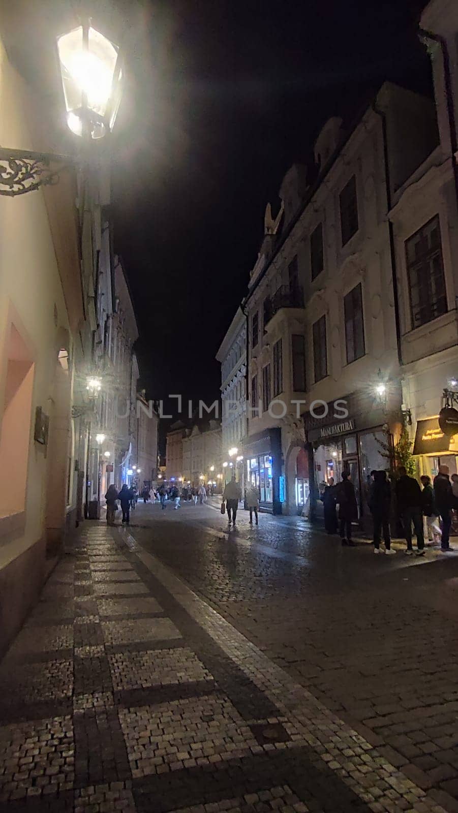 Night street scene October 15 2024 Prague Czech Republic Europe. High quality photo
