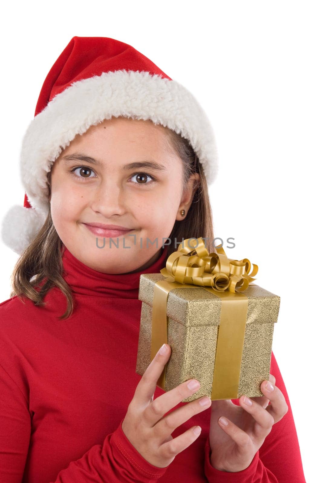 Beautiful girl with presents of christma