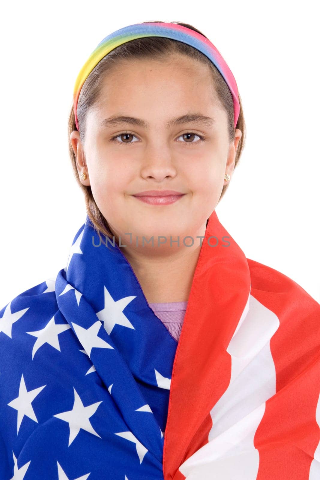 Patriotic little girl with american flag