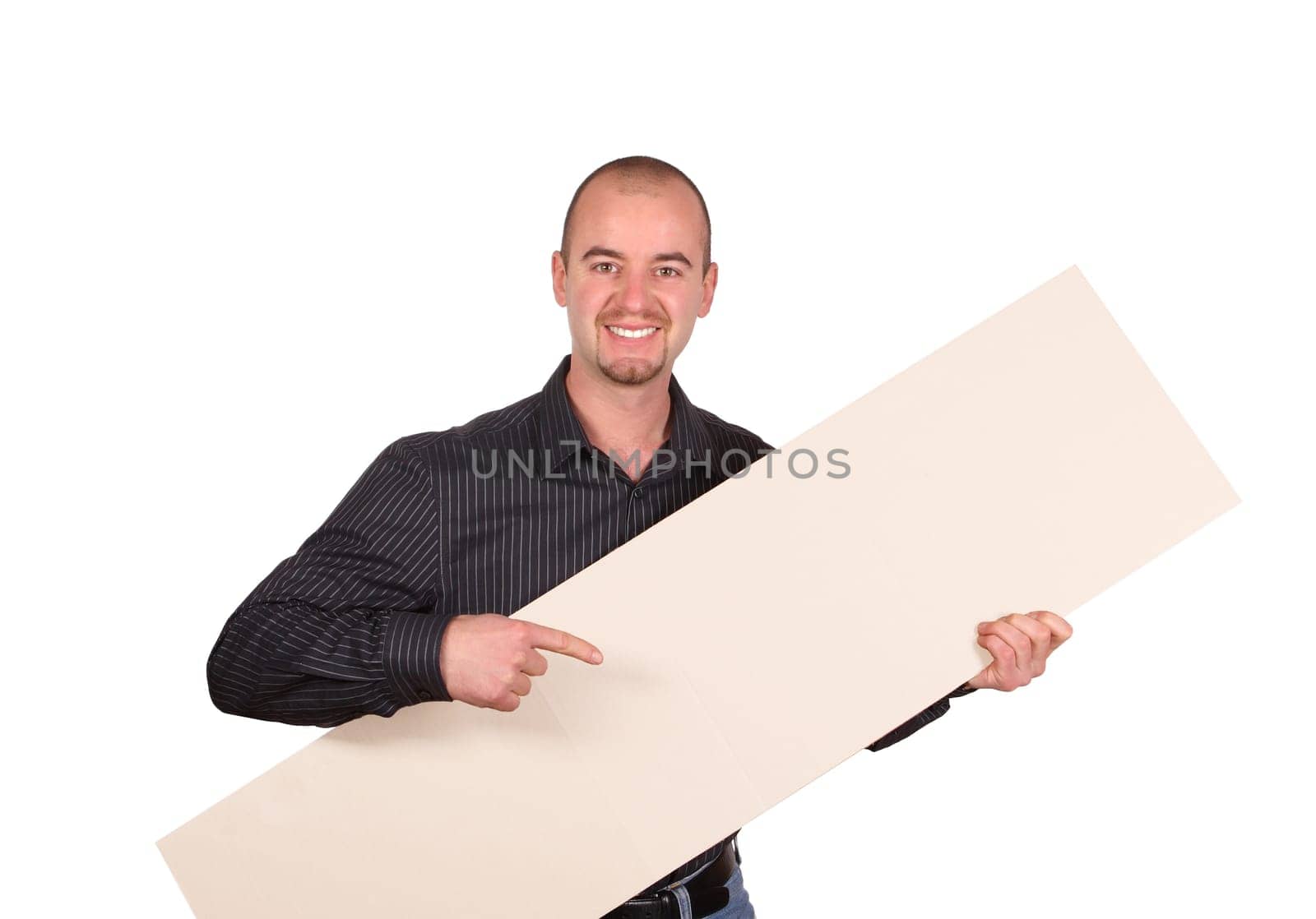 young man with white board