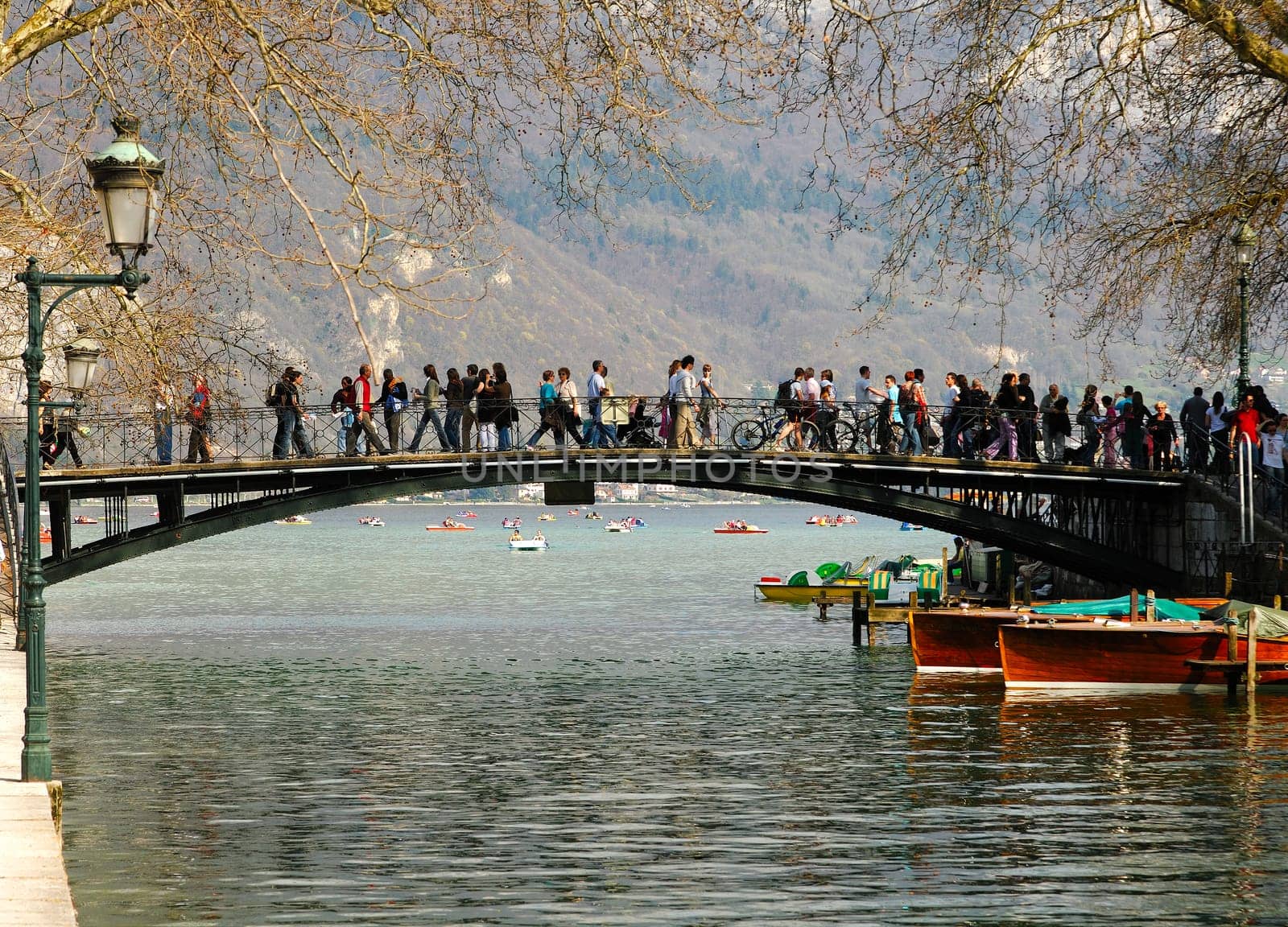 Pedestrian bridge on Lake Annecy,Annecy,Savoie,France