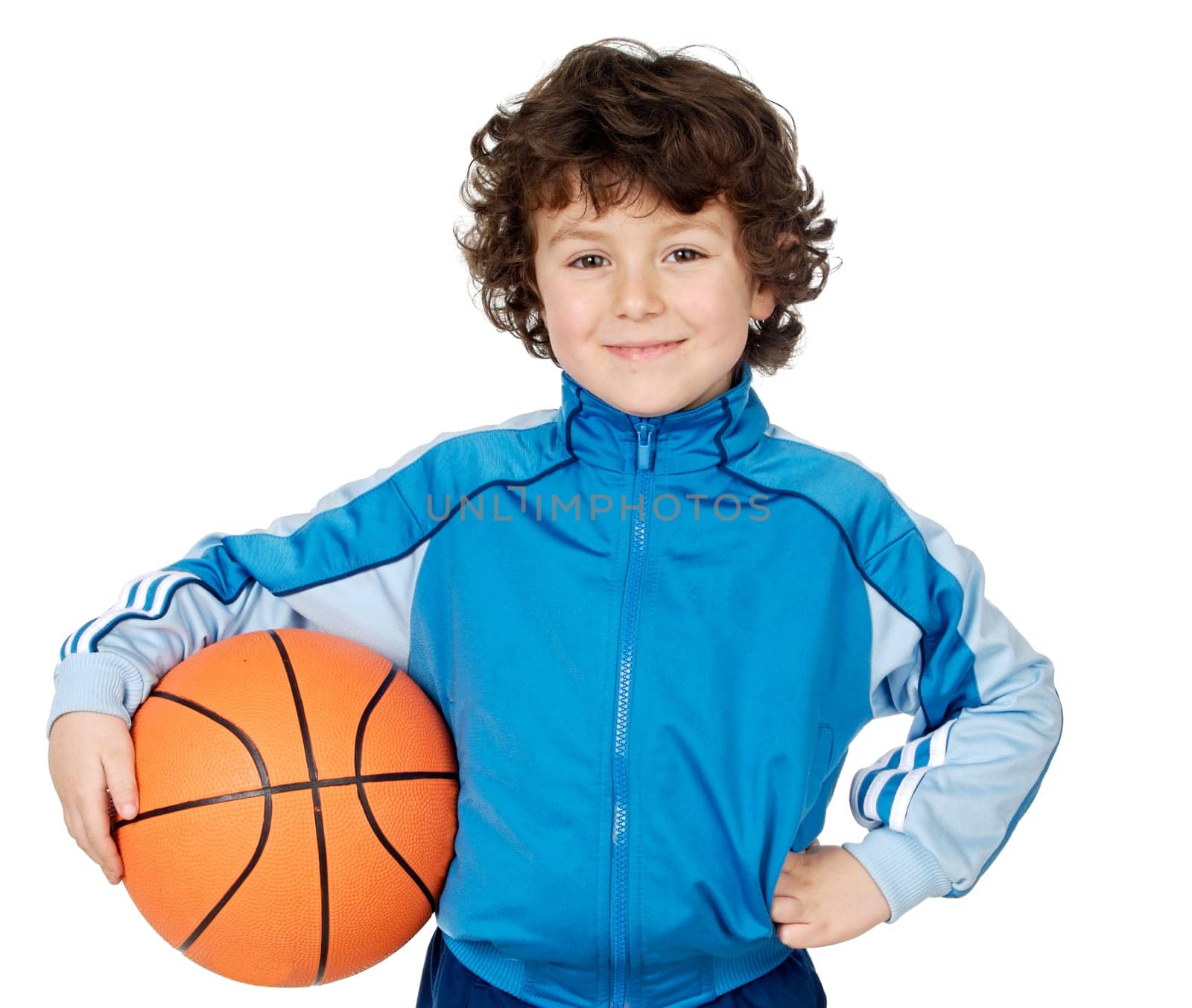 adorable child playing the basketball