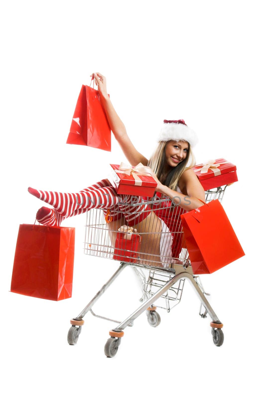 Santa Claus with shopping cart