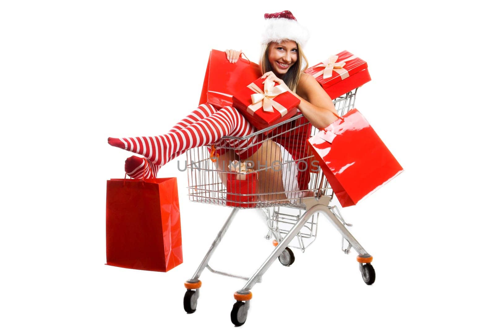 Santa Claus with shopping cart