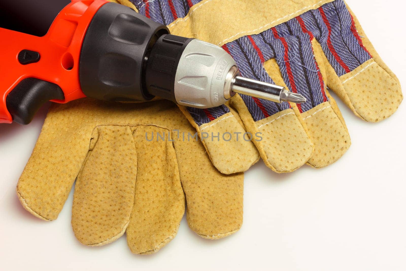 drill and gloves background