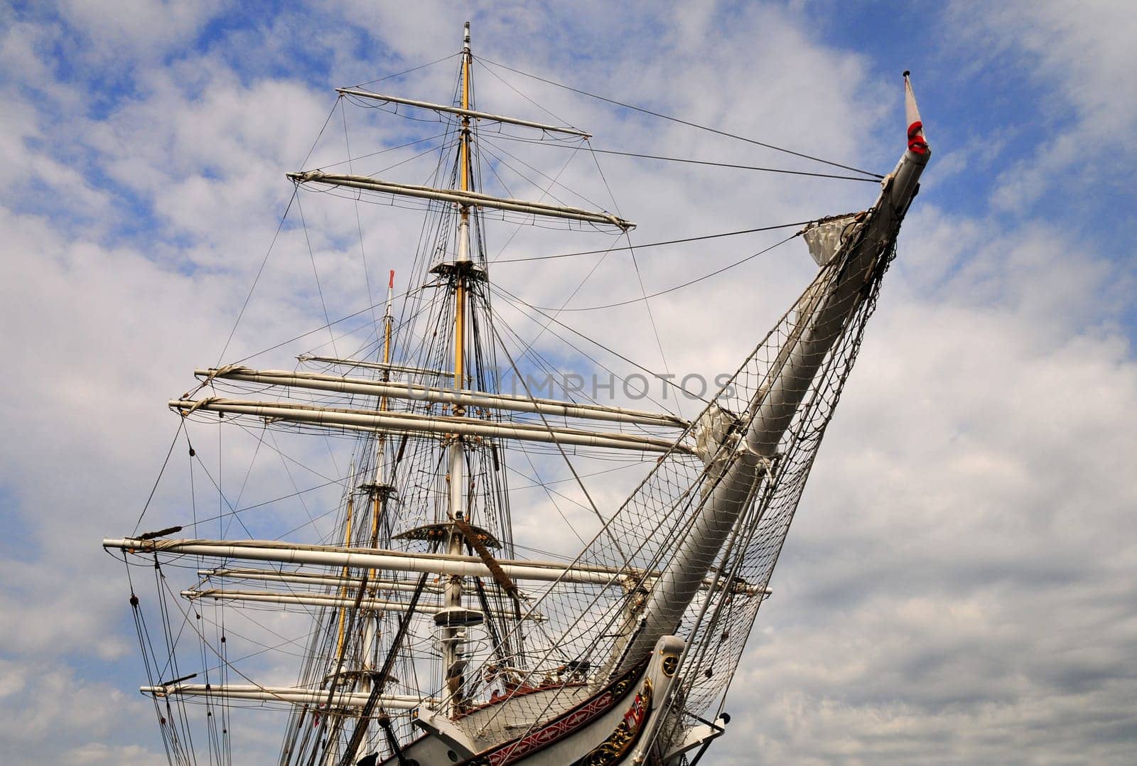 Detail of a sailing ship.