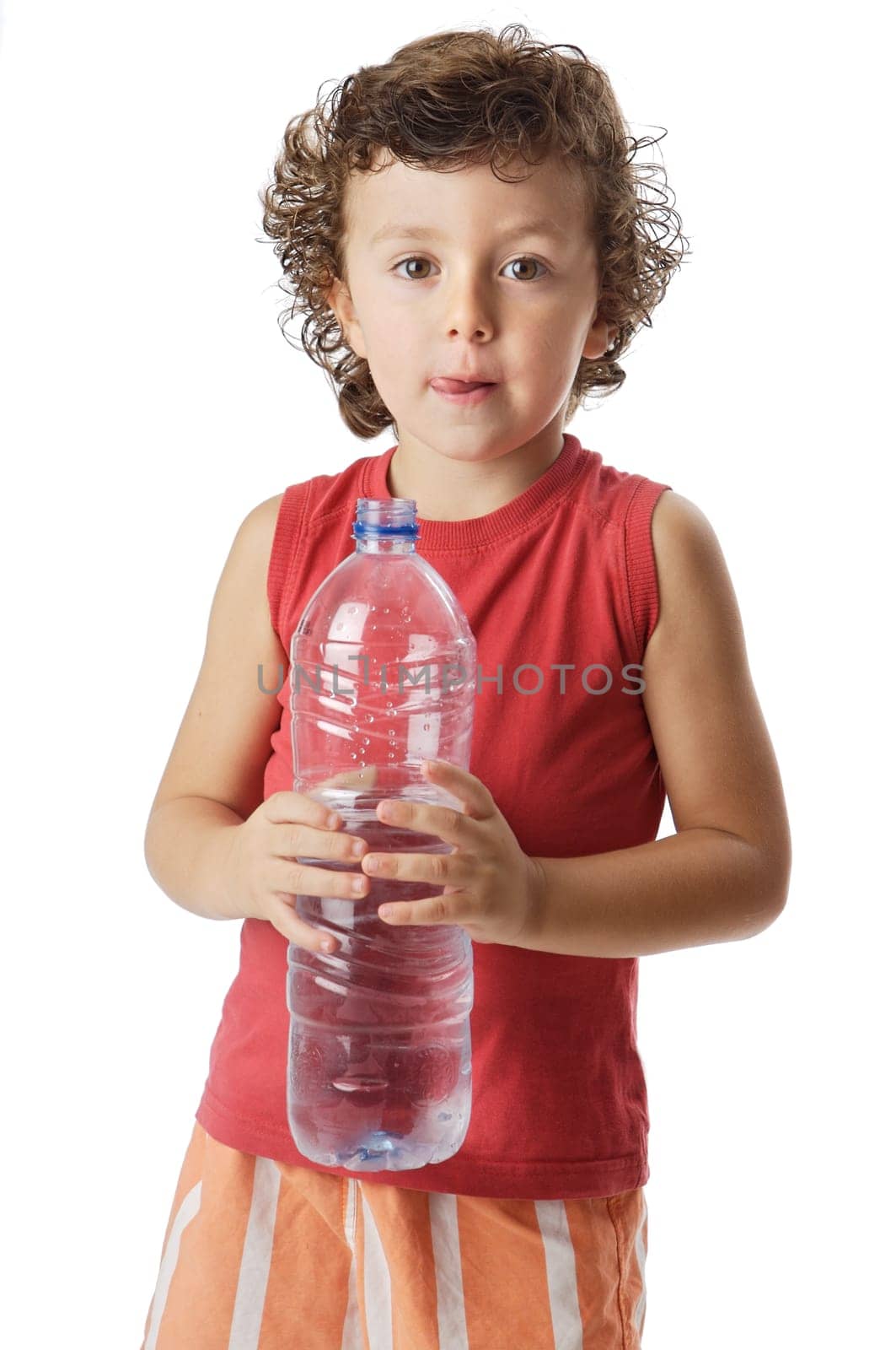 adorable boy drinking water