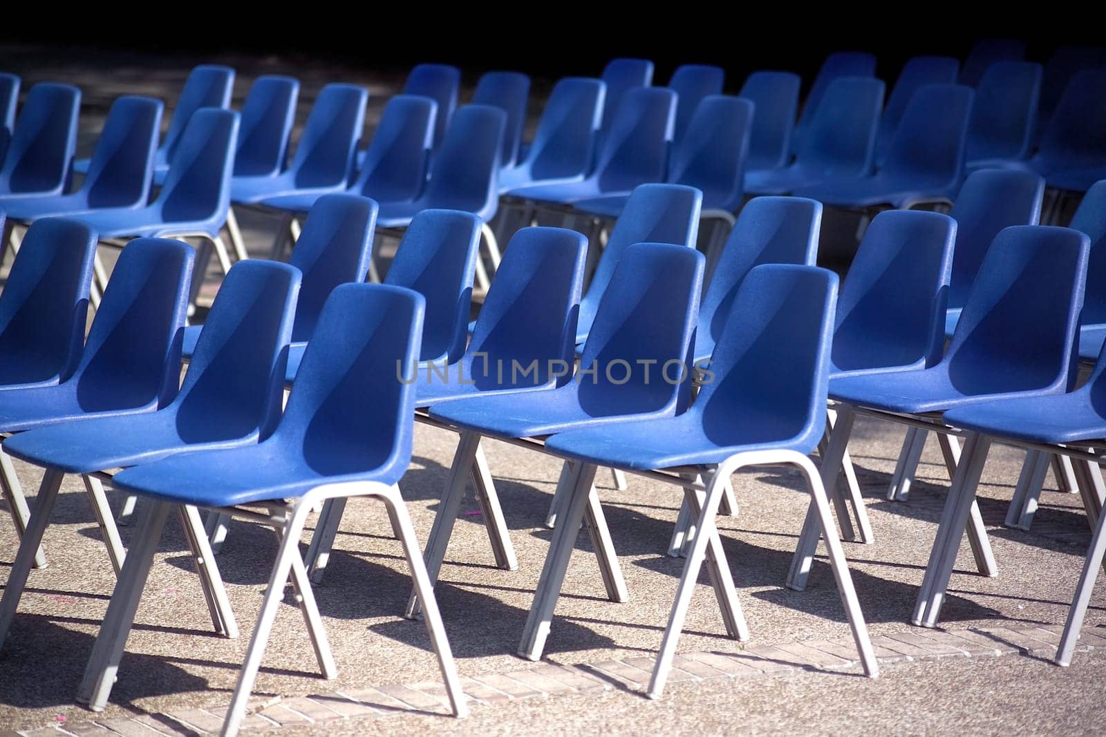 blue chairs in a row