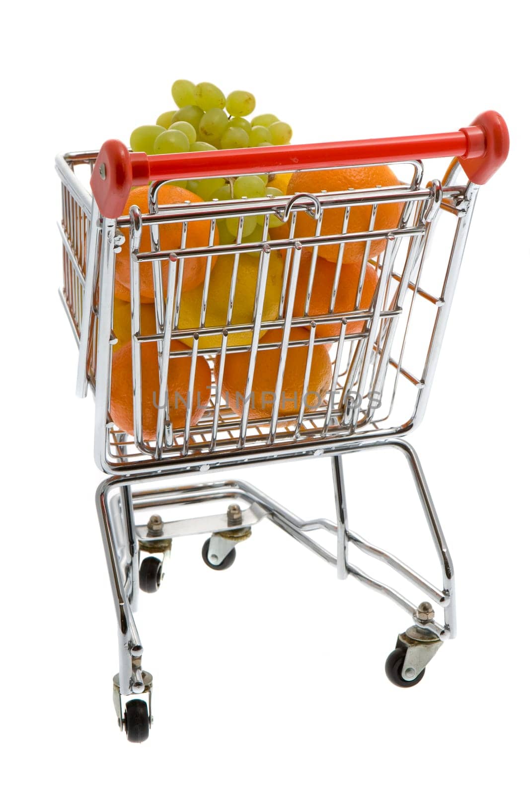 Shopping trolley with fruit,supermarket