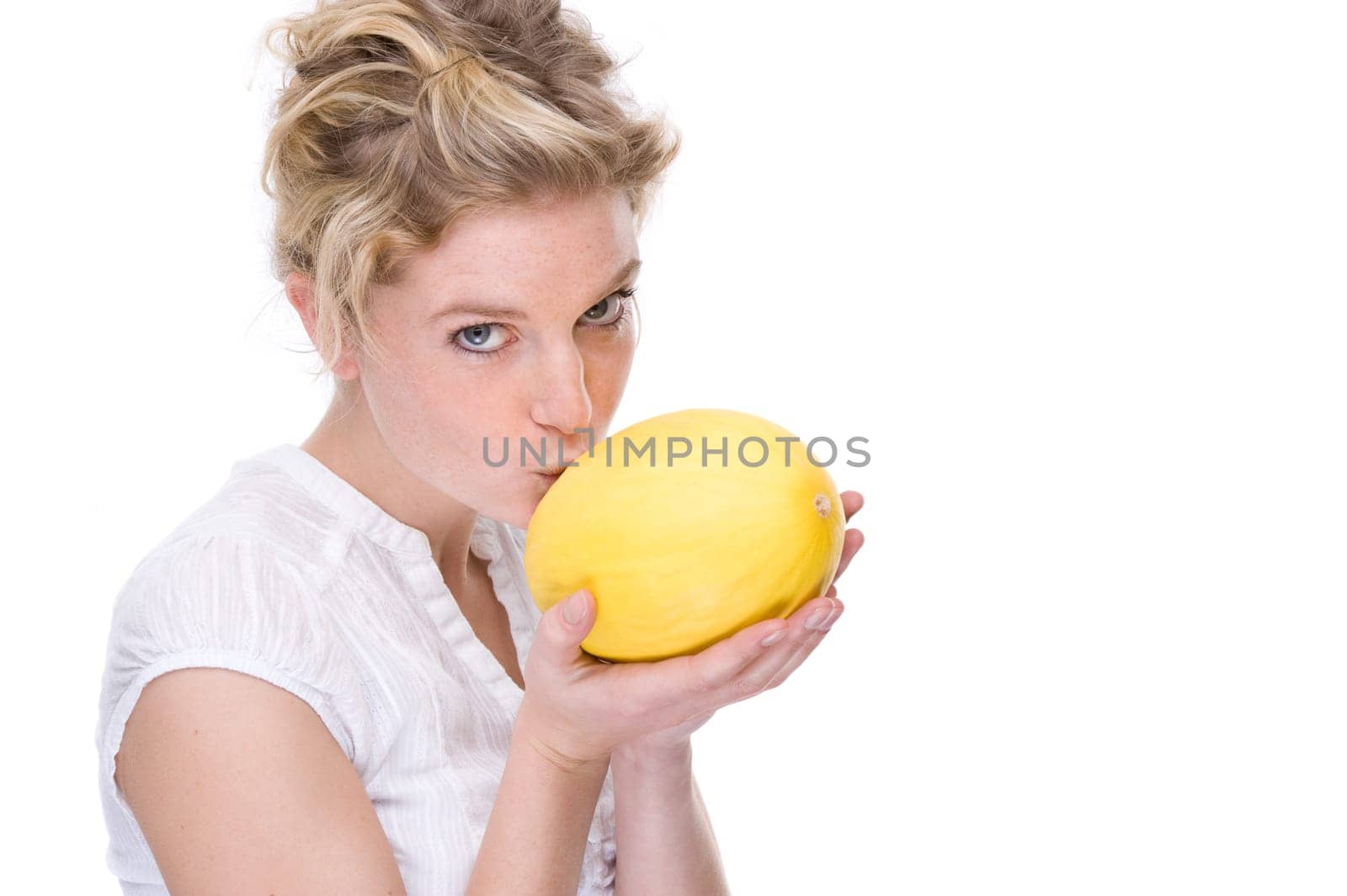 Young woman with melon