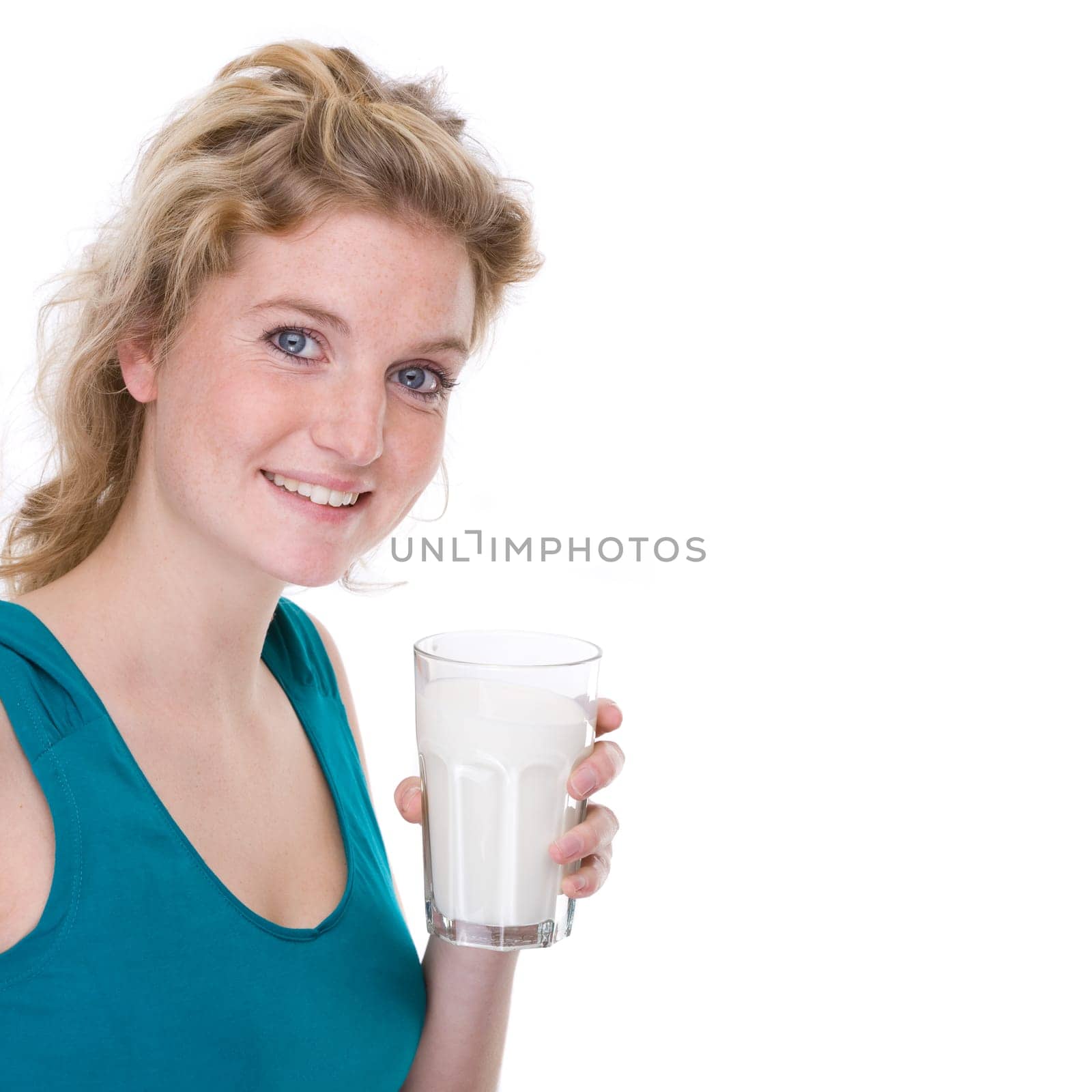 Young woman with glass of milk