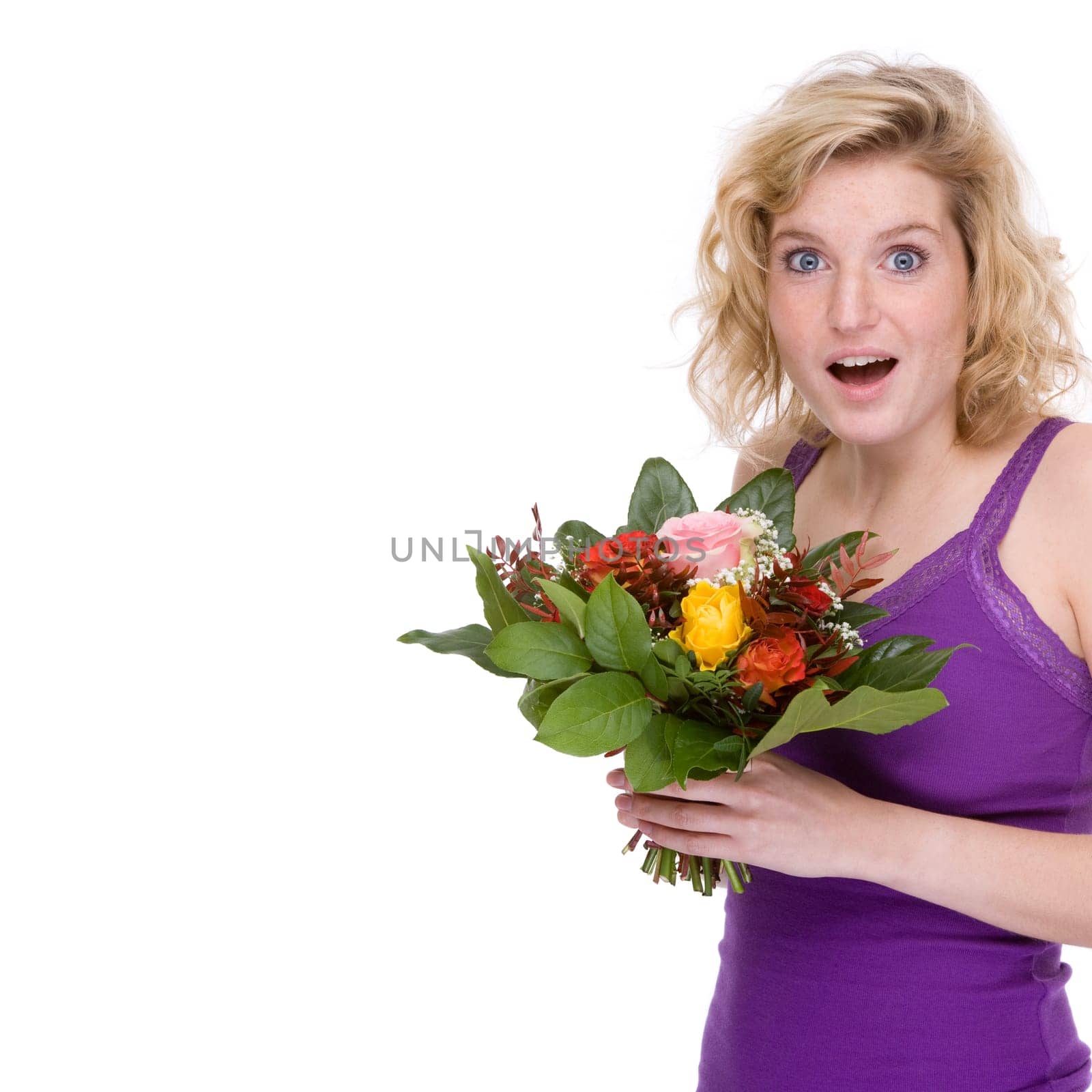 Young woman with a bouquet of flowers