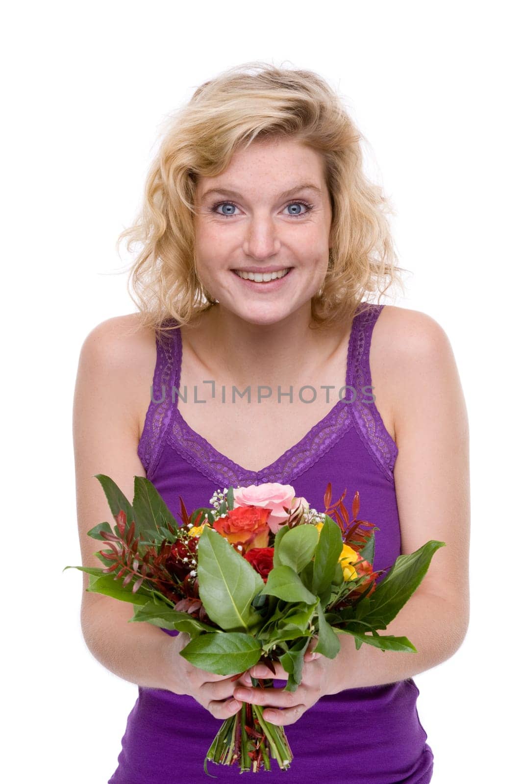 Young woman with a bouquet of flowers