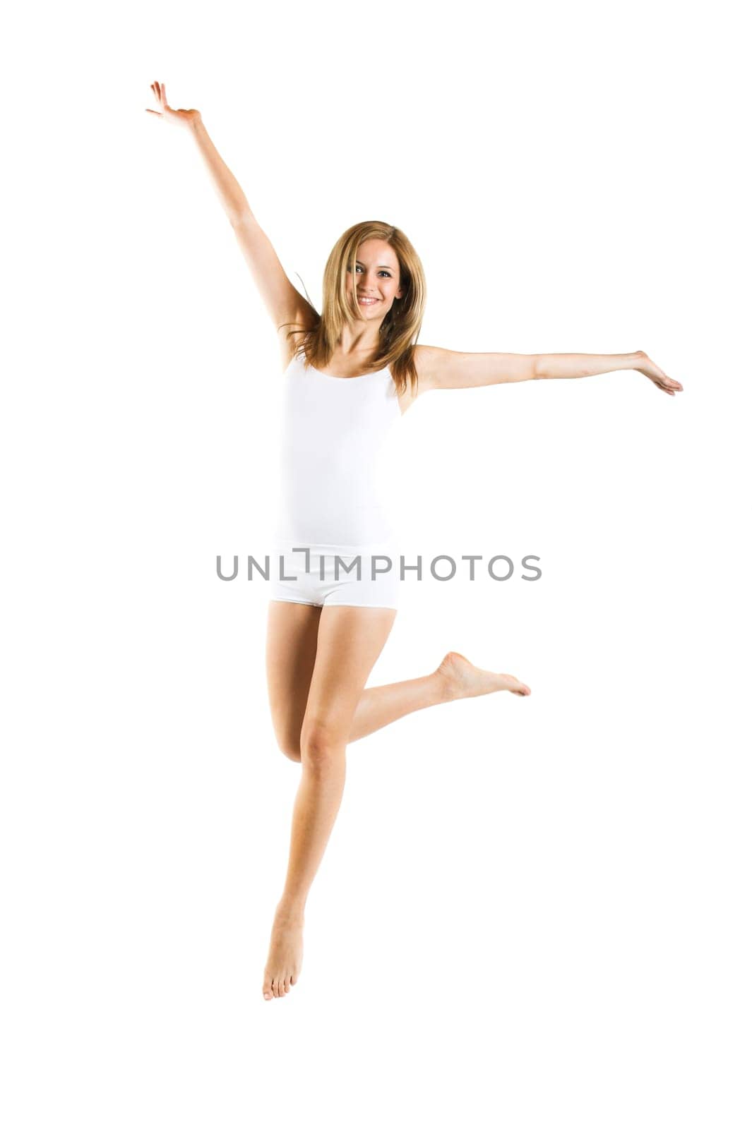 young woman jumping