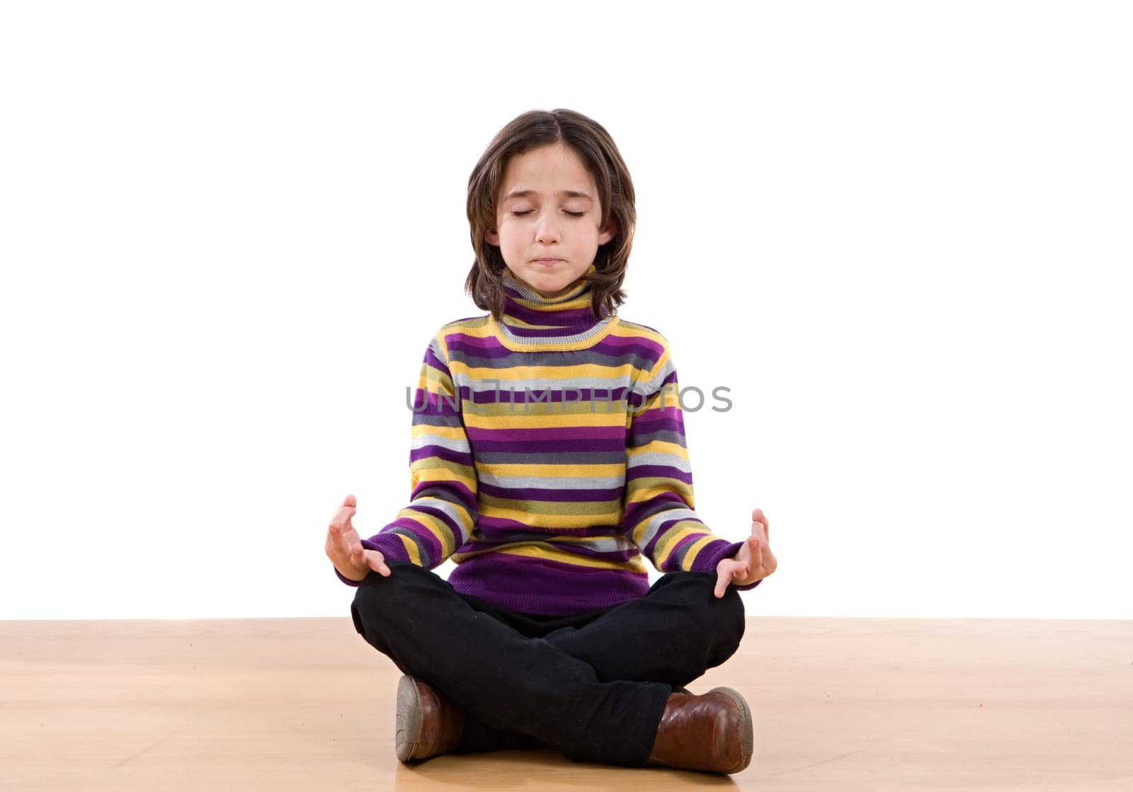 Pretty relaxed girl practicing yoga