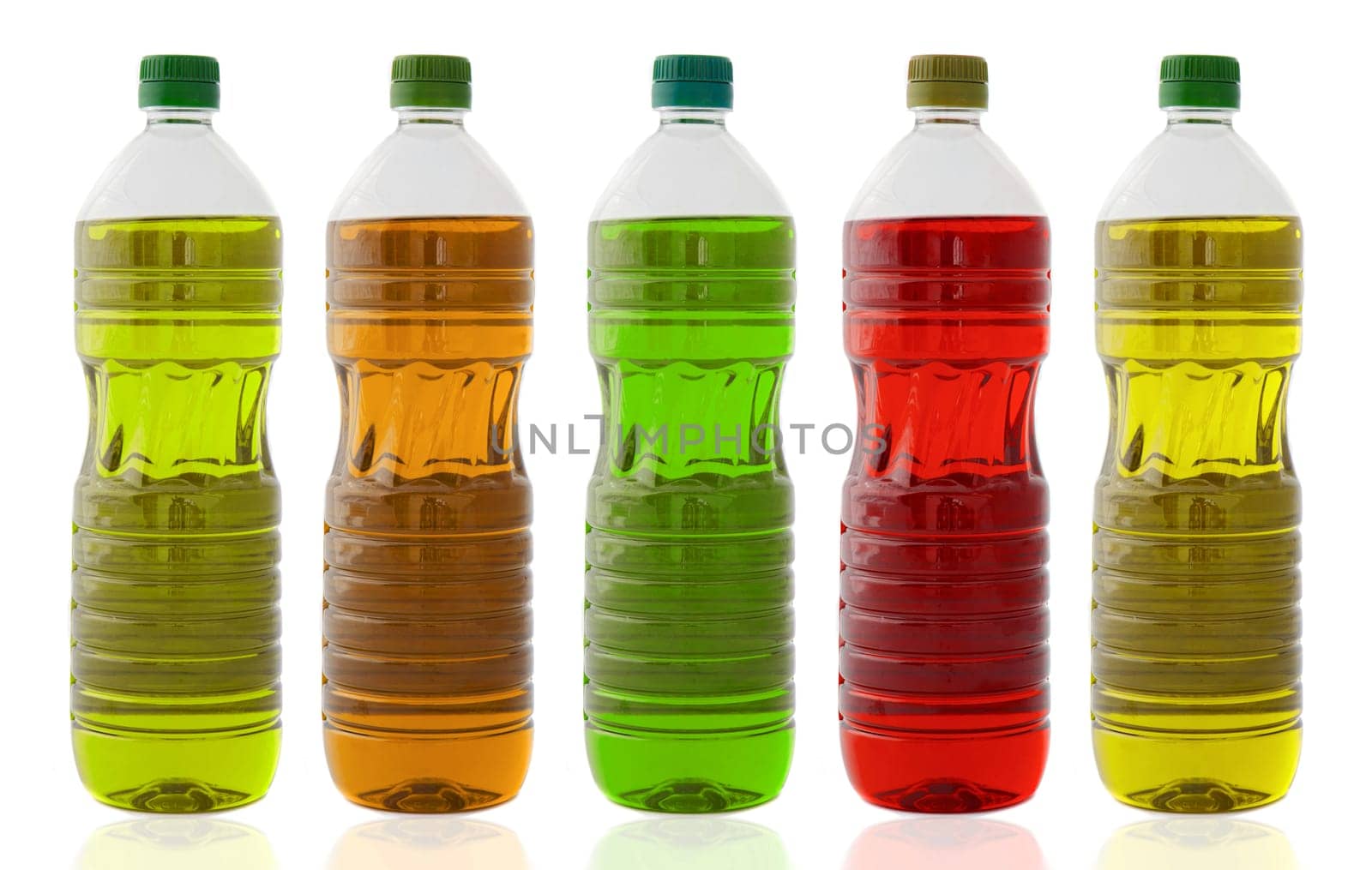 Five oil bottles