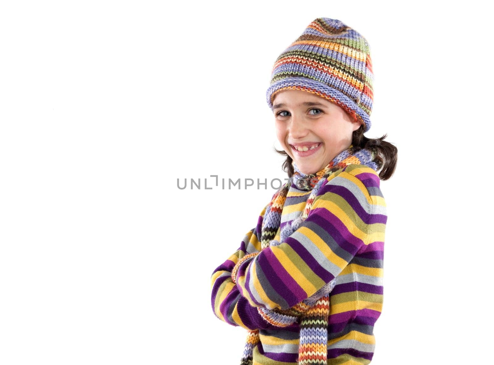 Little girl with clothes for the winter