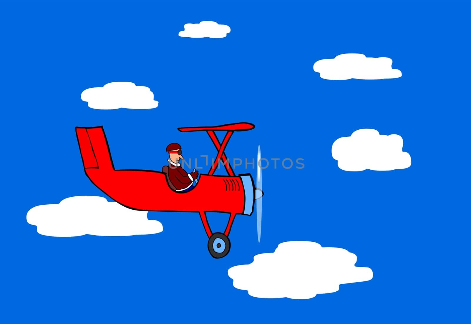 flying red plane